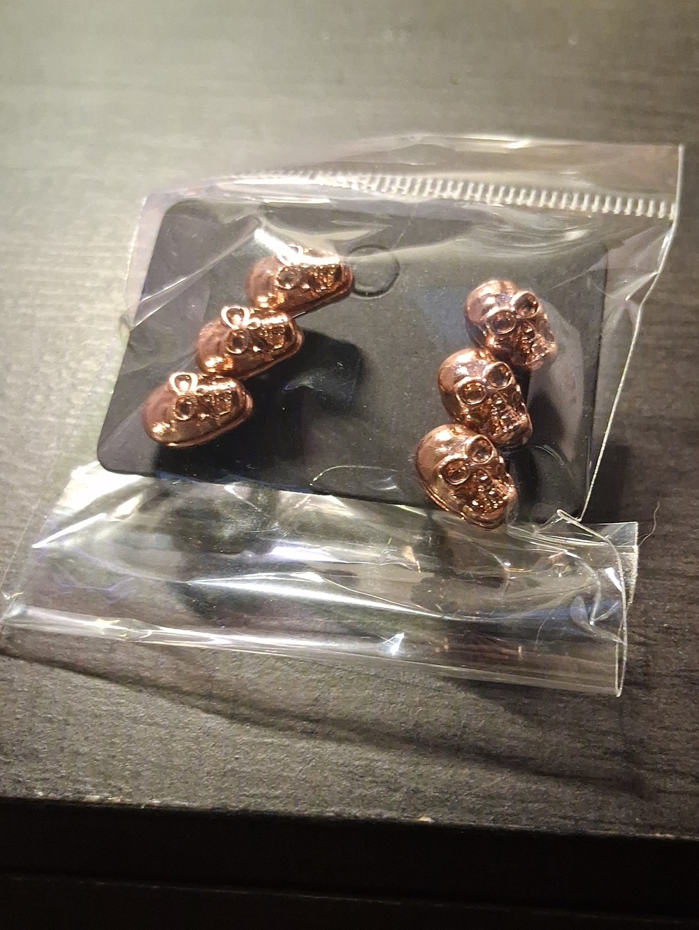 & Other Stories Rose Gold Skull Stud Earrings
